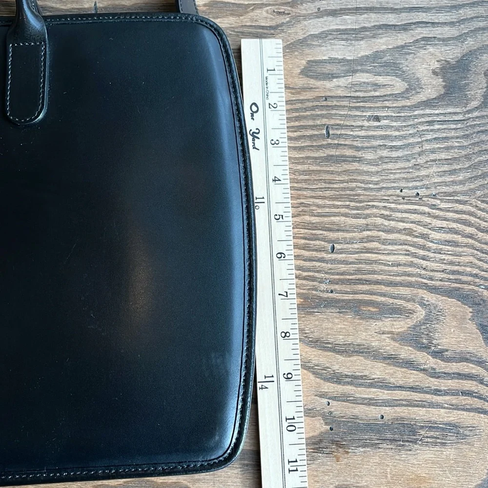 Jack Georges slim black leather briefcase laptop bag  with crossbody strap
